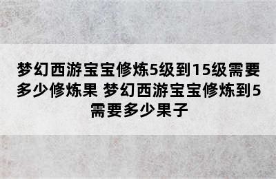 梦幻西游宝宝修炼5级到15级需要多少修炼果 梦幻西游宝宝修炼到5需要多少果子